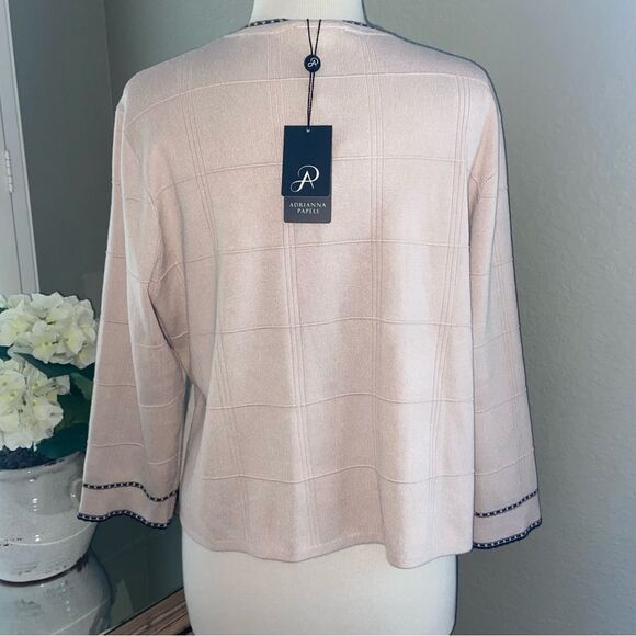 Tipped Button Front Cardigan Champagne Blush/ Black XL NWT - Picture 10 of 11